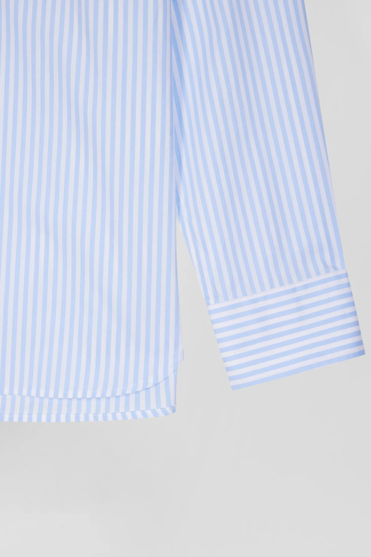 Regular sky blue striped cotton poplin shirt