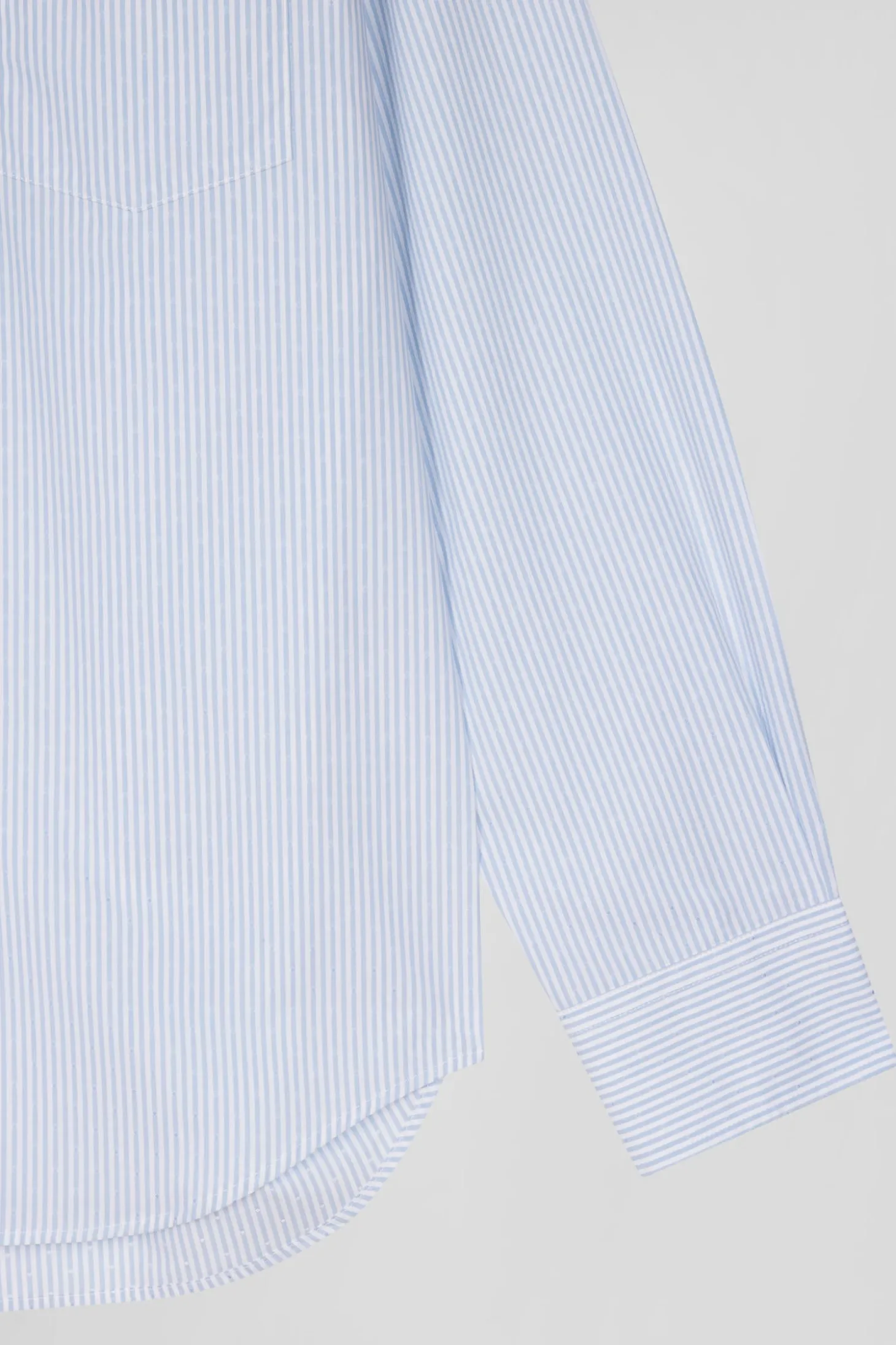 Regular sky blue striped cotton jacquard shirt