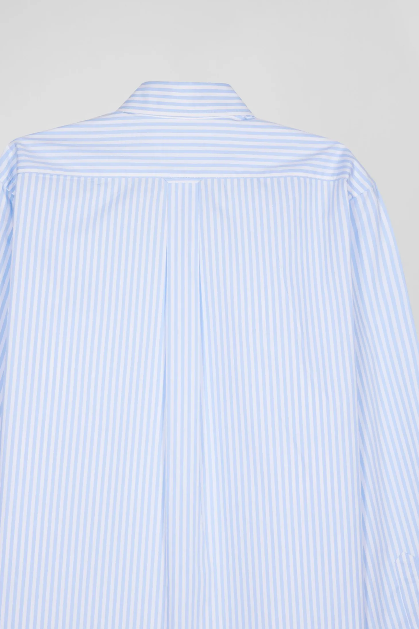 Regular sky blue striped cotton poplin shirt