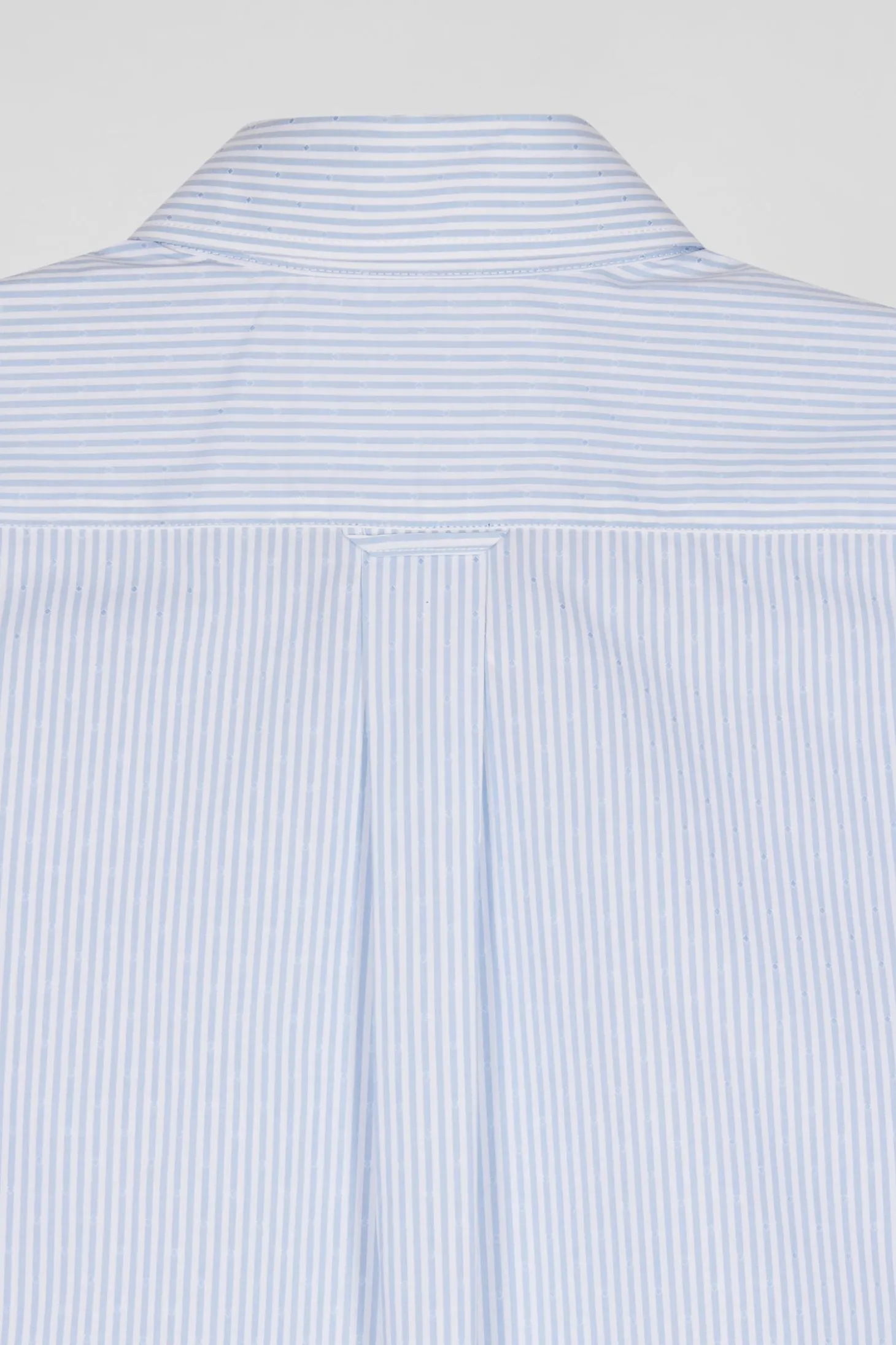 Regular sky blue striped cotton jacquard shirt