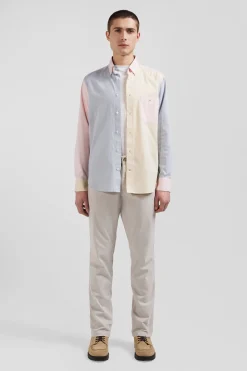 Regular sky blue tricolour cotton shirt