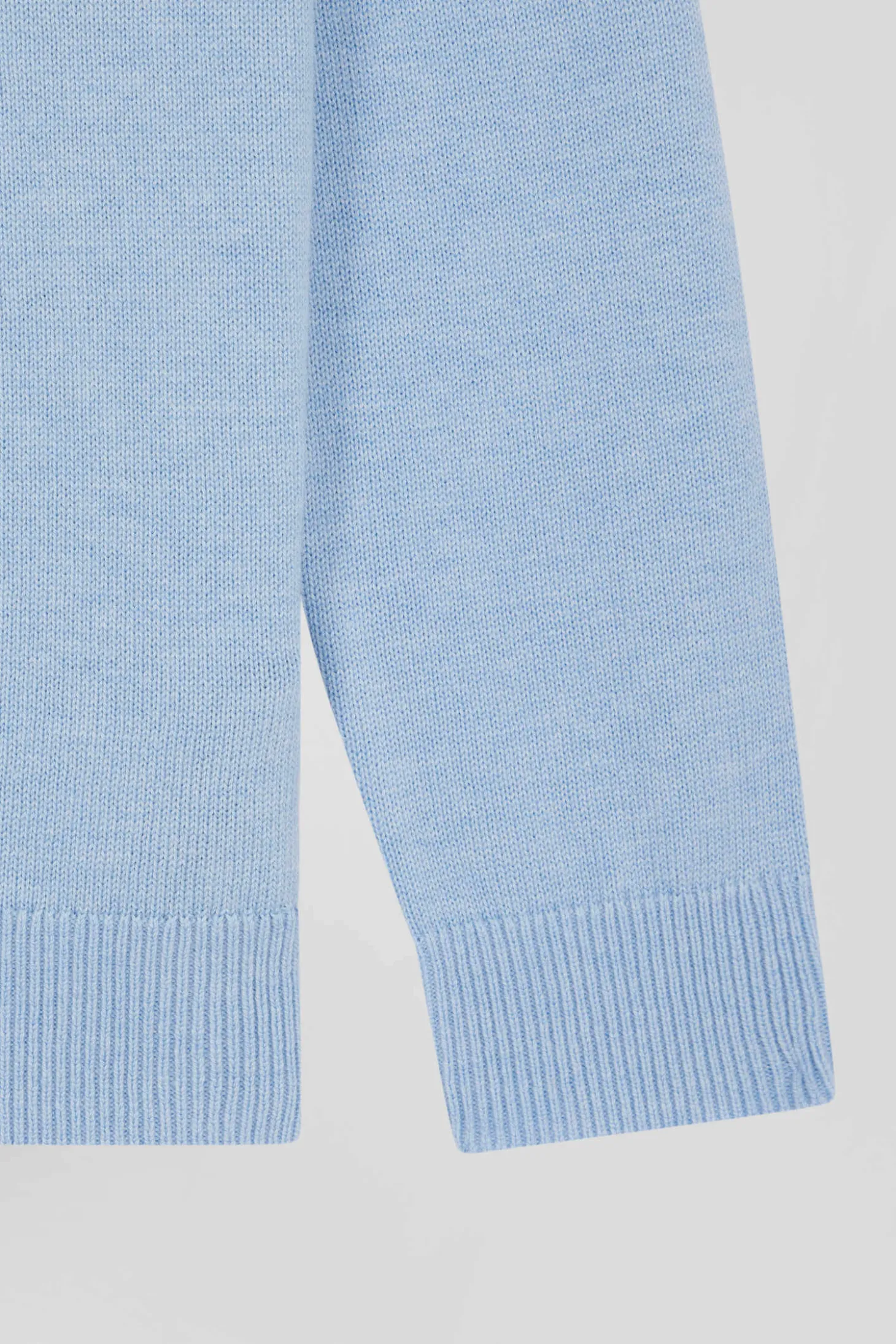 Regular sky blue wool and cotton crew neck jumper