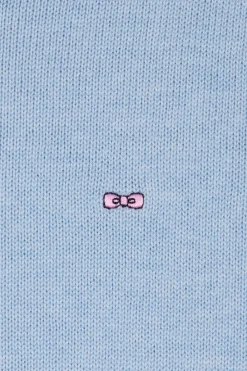Regular sky blue wool and cotton crew neck jumper