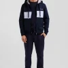 Regular sky blue zipped cotton hoodie