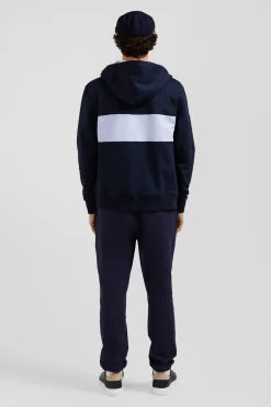 Regular sky blue zipped cotton hoodie