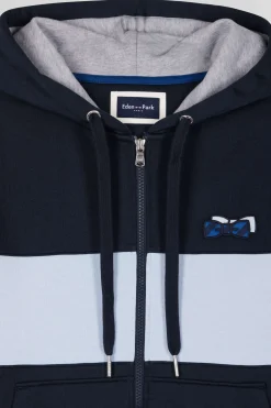 Regular sky blue zipped cotton hoodie