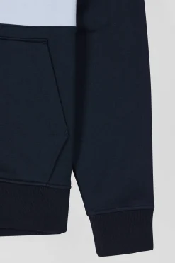 Regular sky blue zipped cotton hoodie