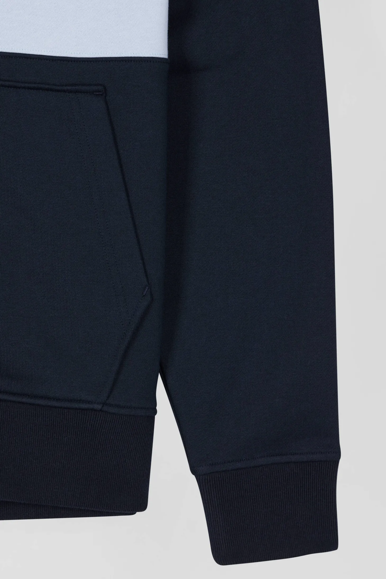 Regular sky blue zipped cotton hoodie