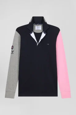 Regular tricolor XV de France long-sleeved cotton rugby shirt