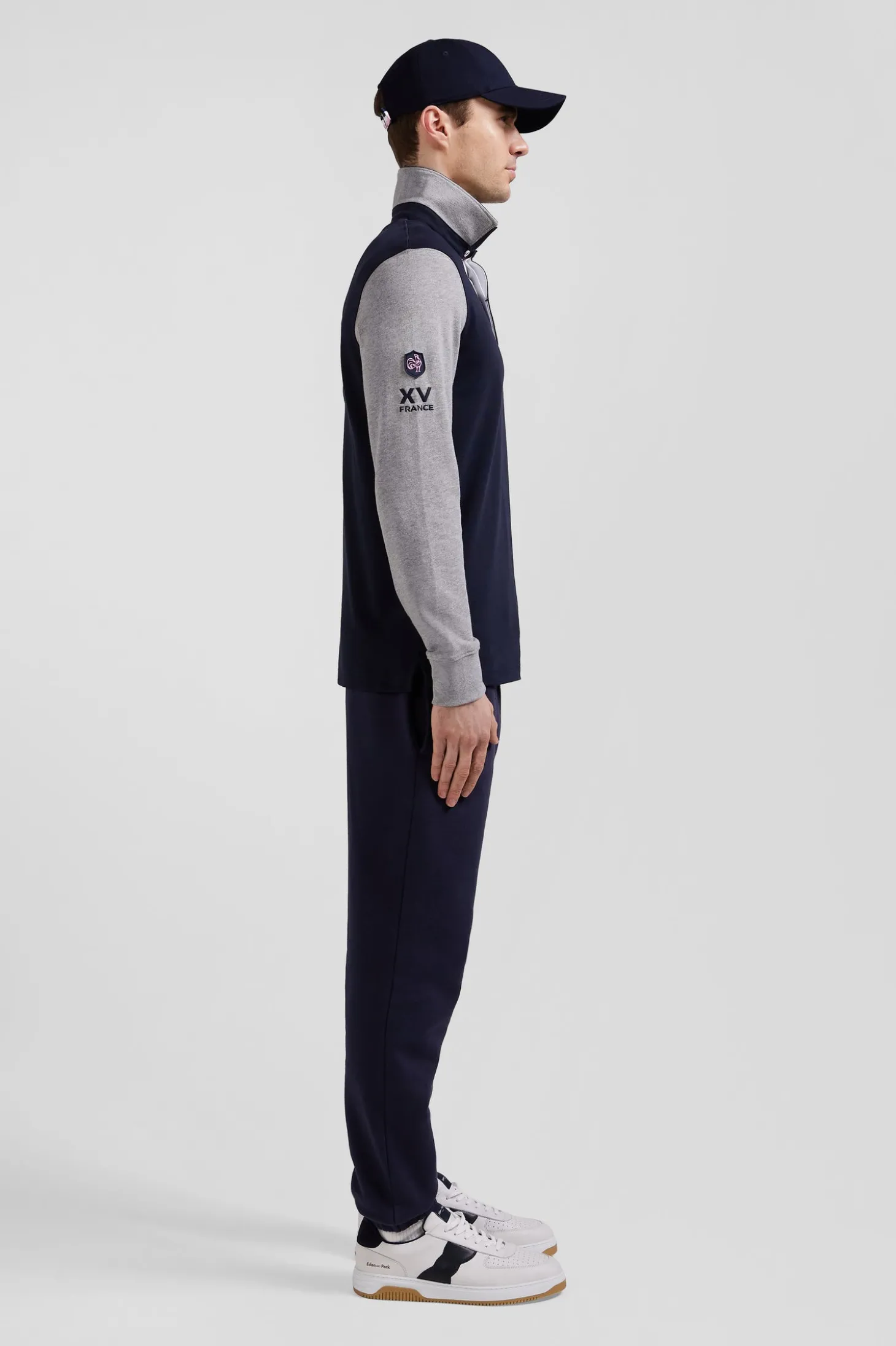 Regular tricolor XV de France long-sleeved cotton rugby shirt