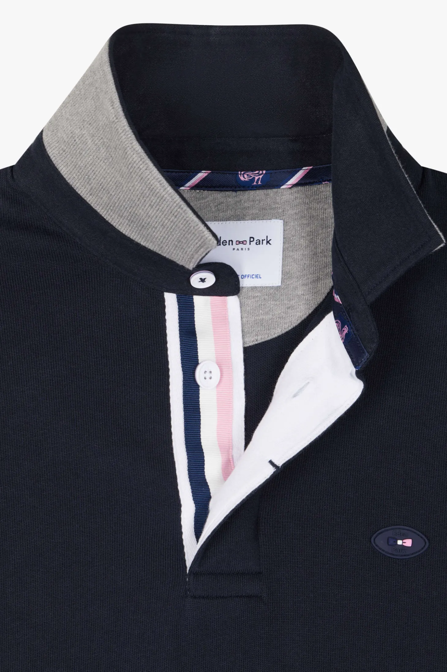Regular tricolor XV de France long-sleeved cotton rugby shirt
