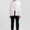 Regular white cotton shirt with back N°10 embroidery