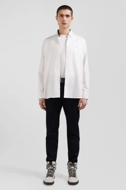 Regular white cotton shirt with back N°10 embroidery