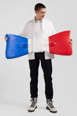 Regular white cotton shirt with back N°10 embroidery