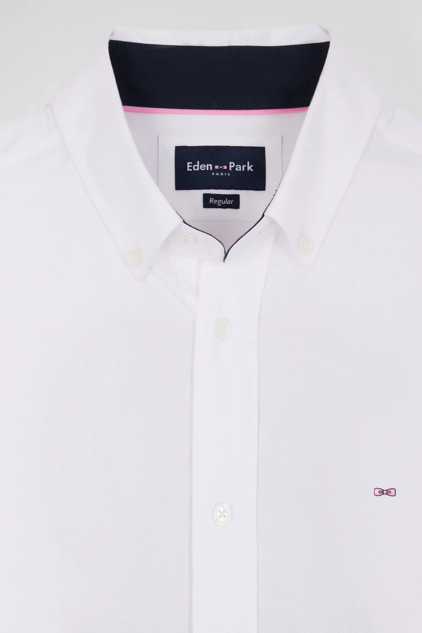 Regular white cotton shirt with back N°10 embroidery