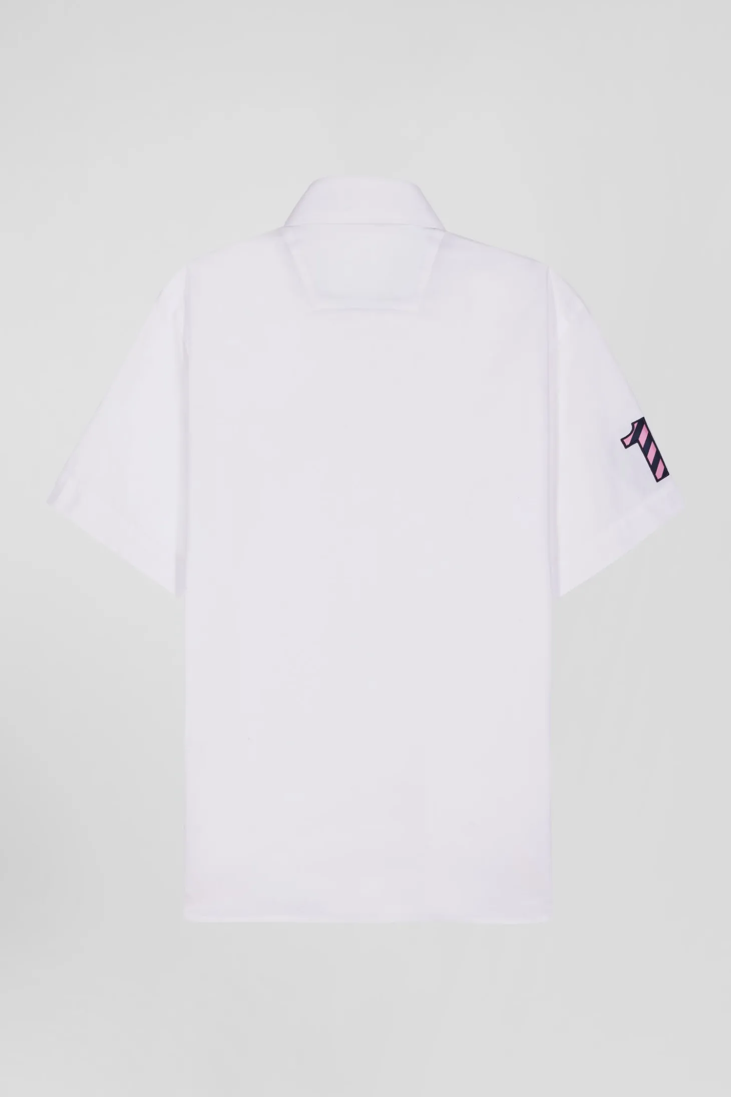 Regular white cotton short-sleeved shirt
