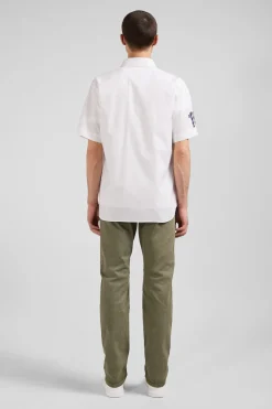 Regular white cotton short-sleeved shirt