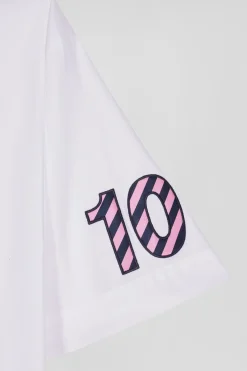 Regular white cotton short-sleeved shirt