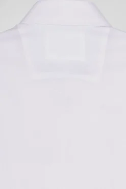 Regular white cotton short-sleeved shirt