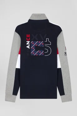 Regular white long-sleeved cotton rugby shirt
