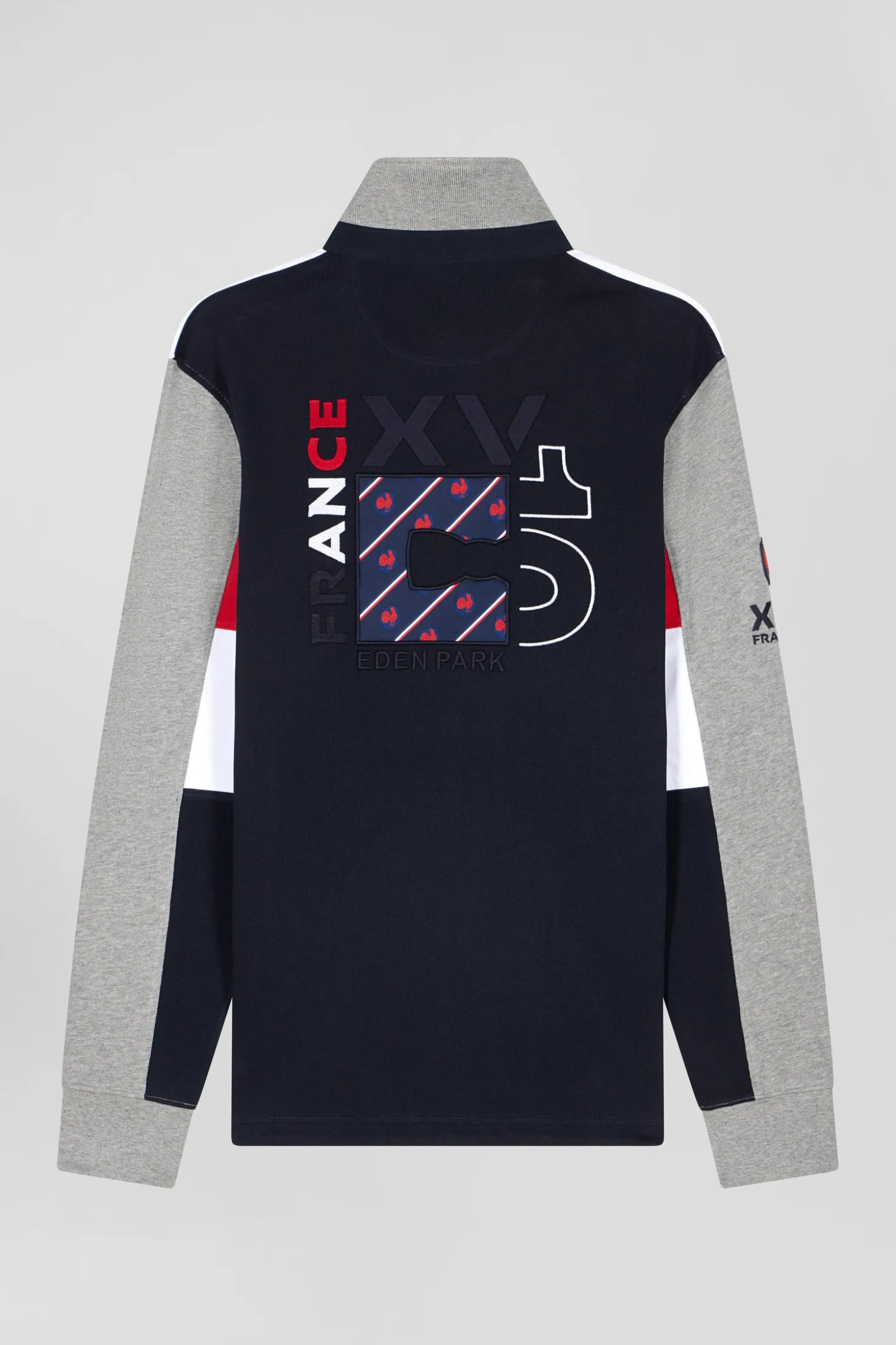 Regular white long-sleeved cotton rugby shirt