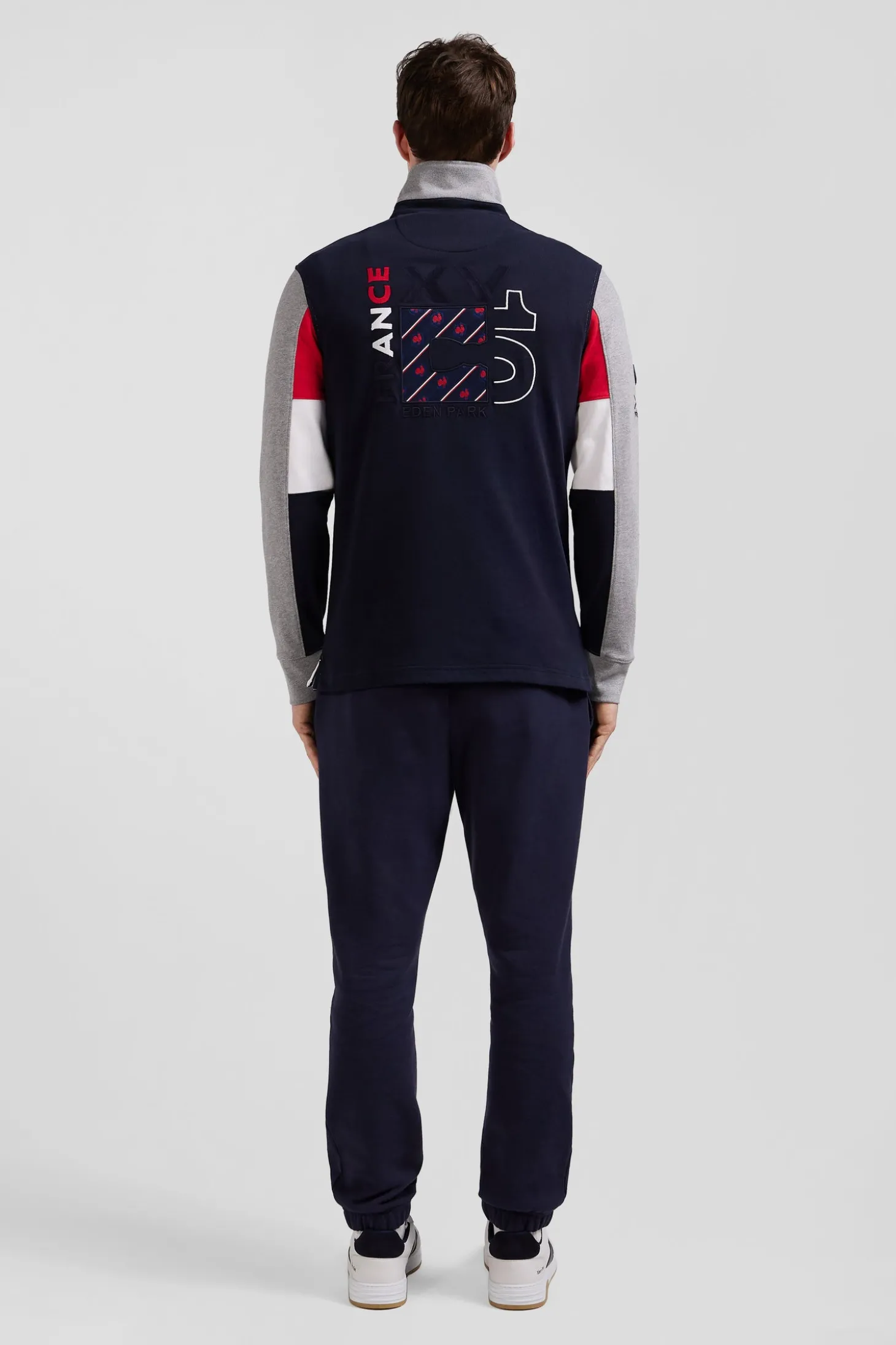 Regular white long-sleeved cotton rugby shirt