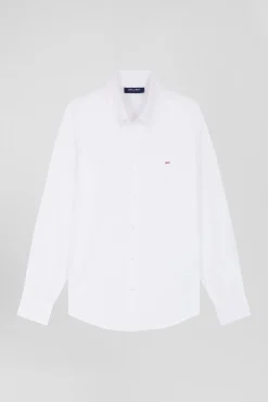 Regular white oxford cotton shirt