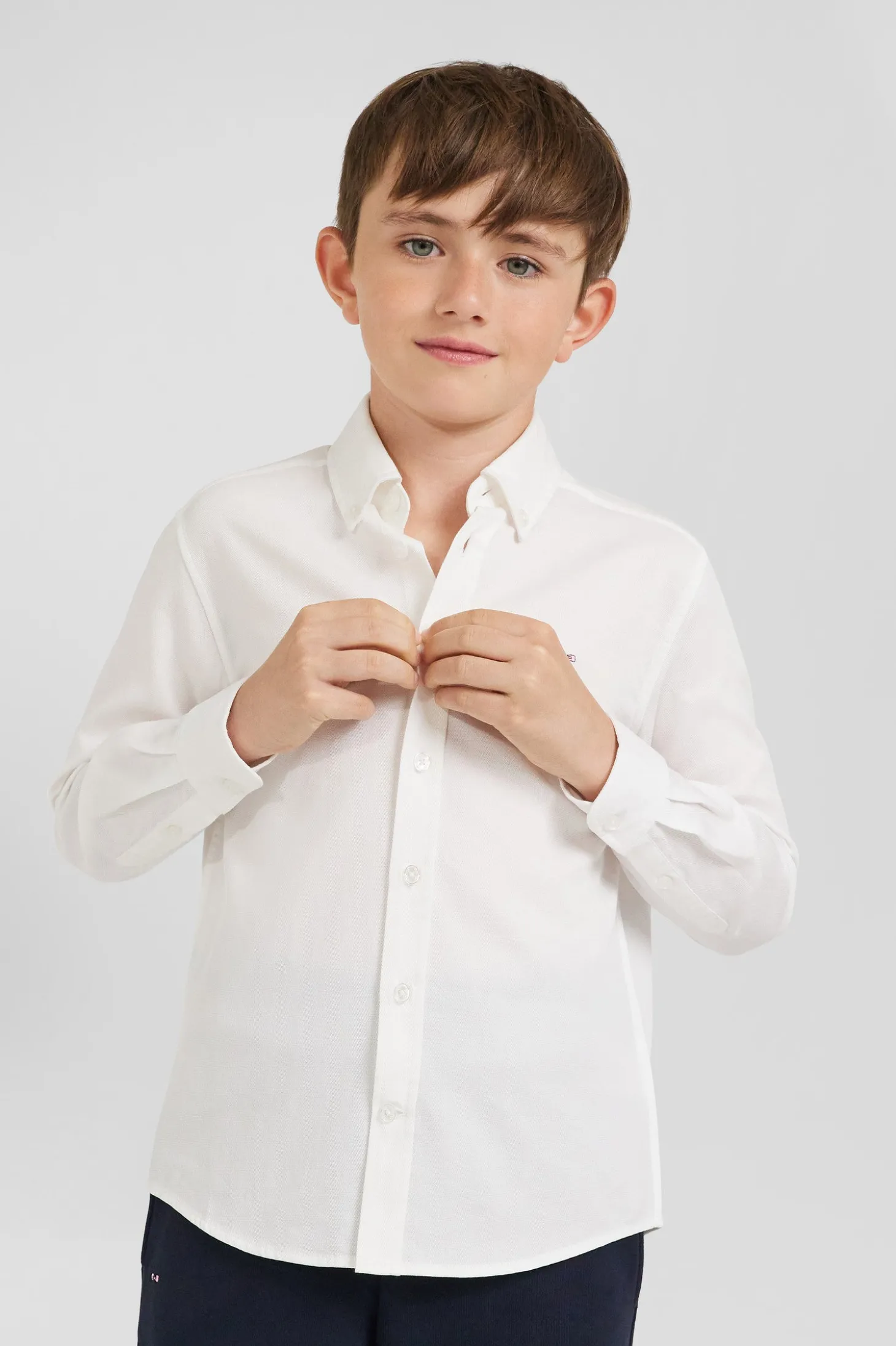 Regular white oxford cotton shirt