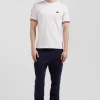 Regular white short-sleeved cotton T-shirt with tricolor XV de France embroidery