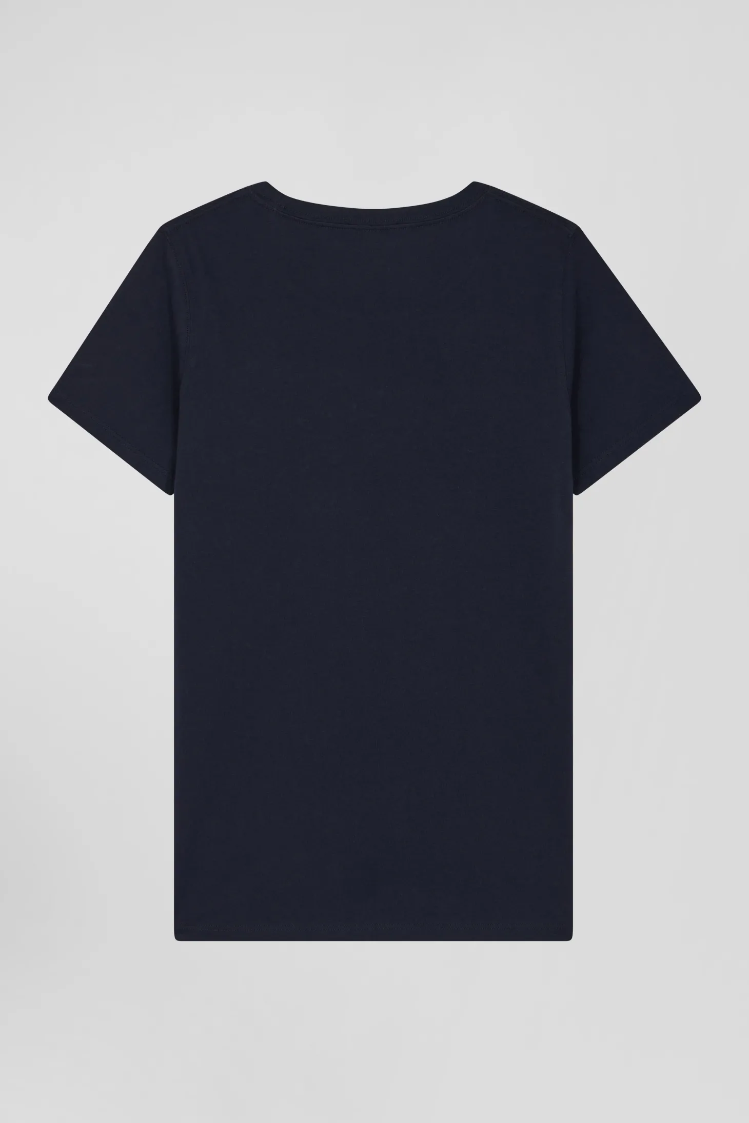 Regular women's navy blue short-sleeved cotton T-shirt