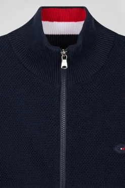 Regular XV de France navy blue cotton zipped cardigan