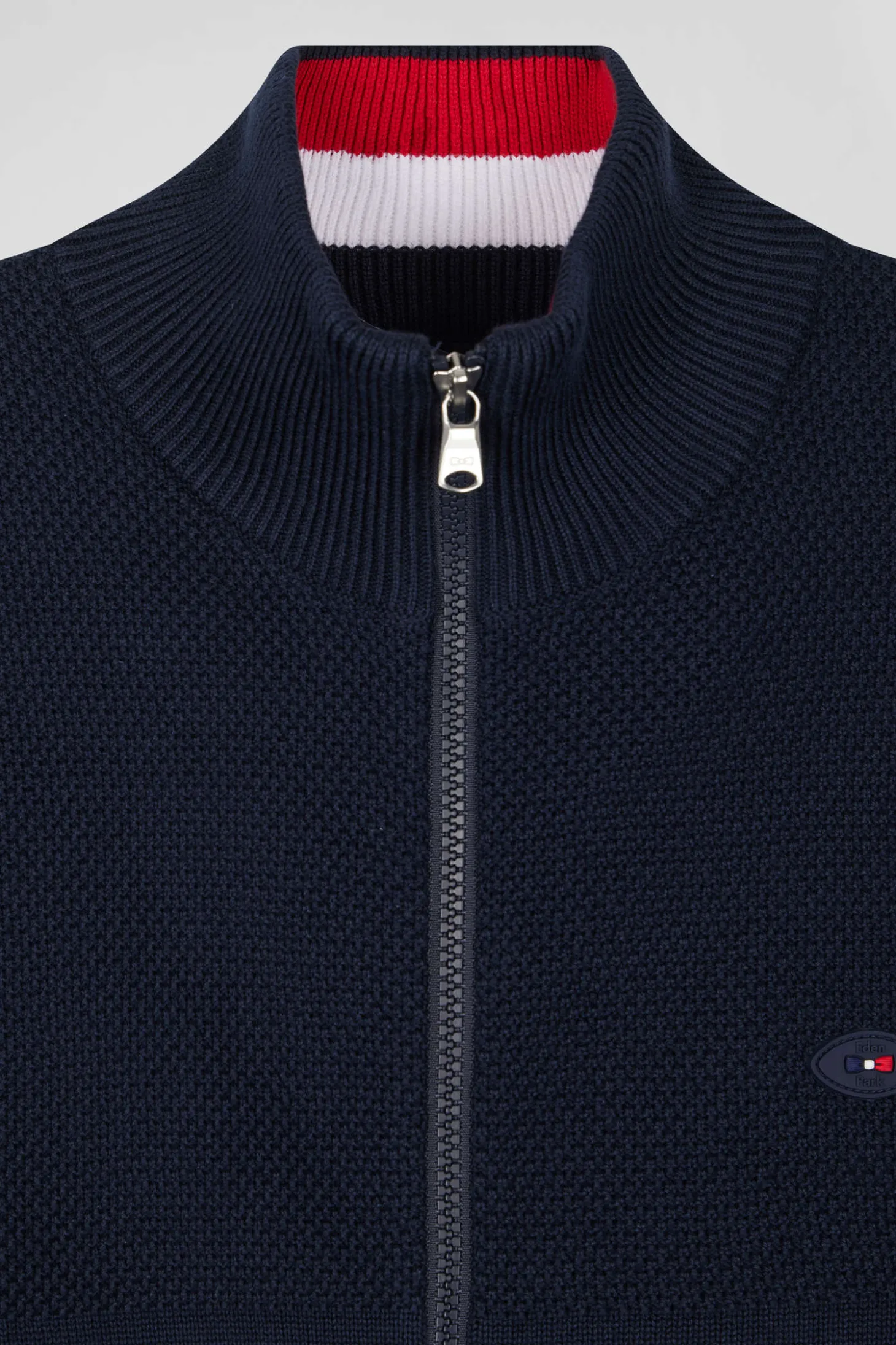 Regular XV de France navy blue cotton zipped cardigan