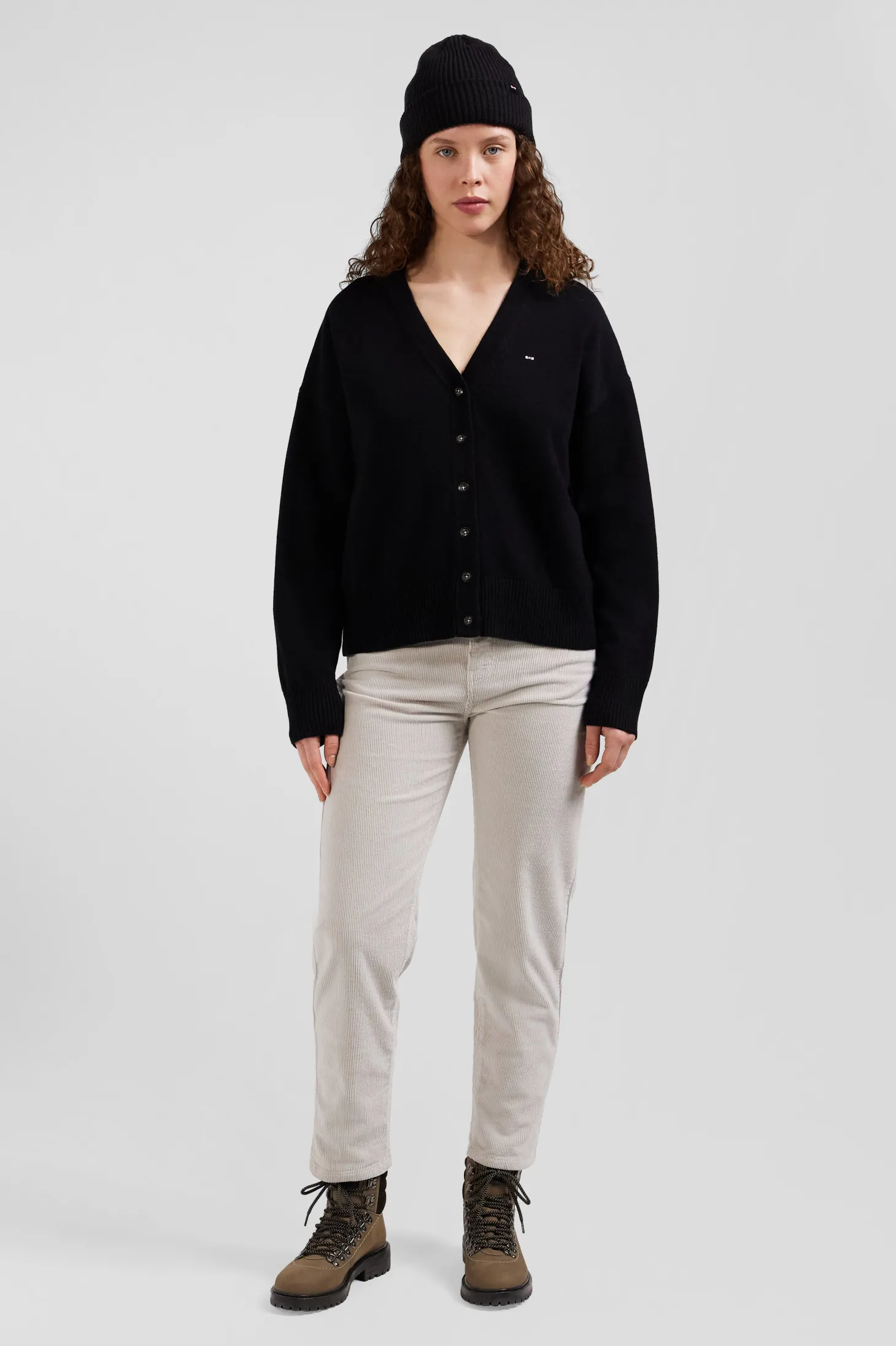 Relax anthracite grey blended wool and cotton cardigan