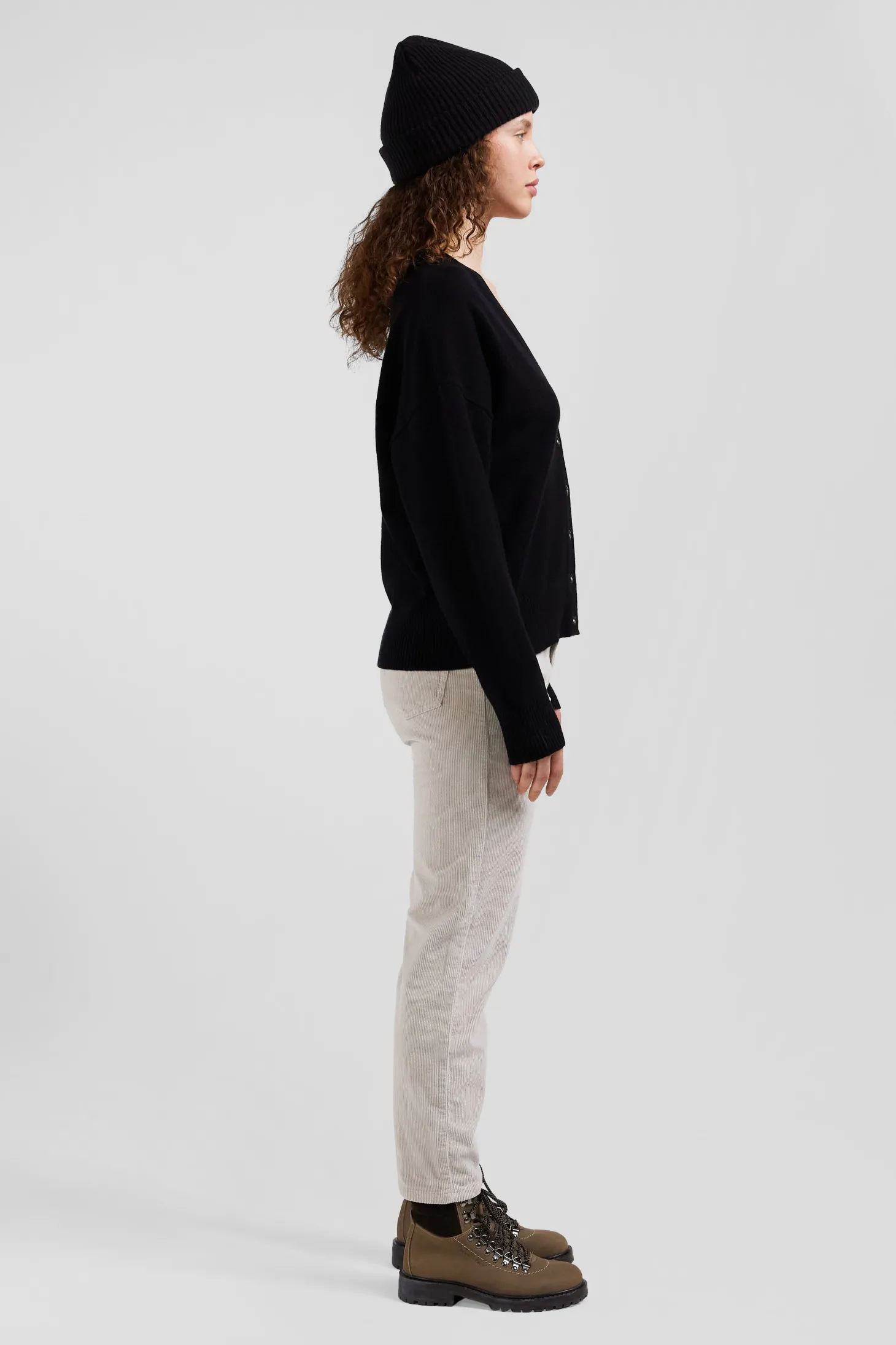 Relax anthracite grey blended wool and cotton cardigan