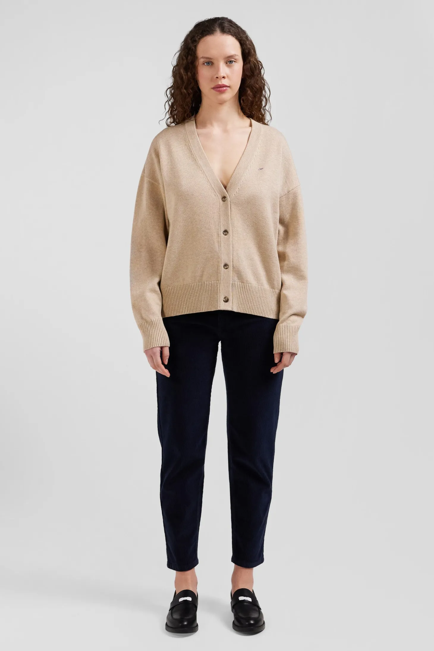Relax beige blended wool and cotton cardigan
