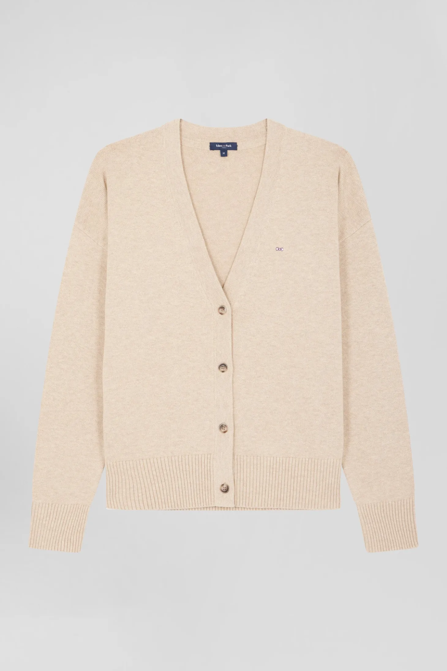Relax beige blended wool and cotton cardigan