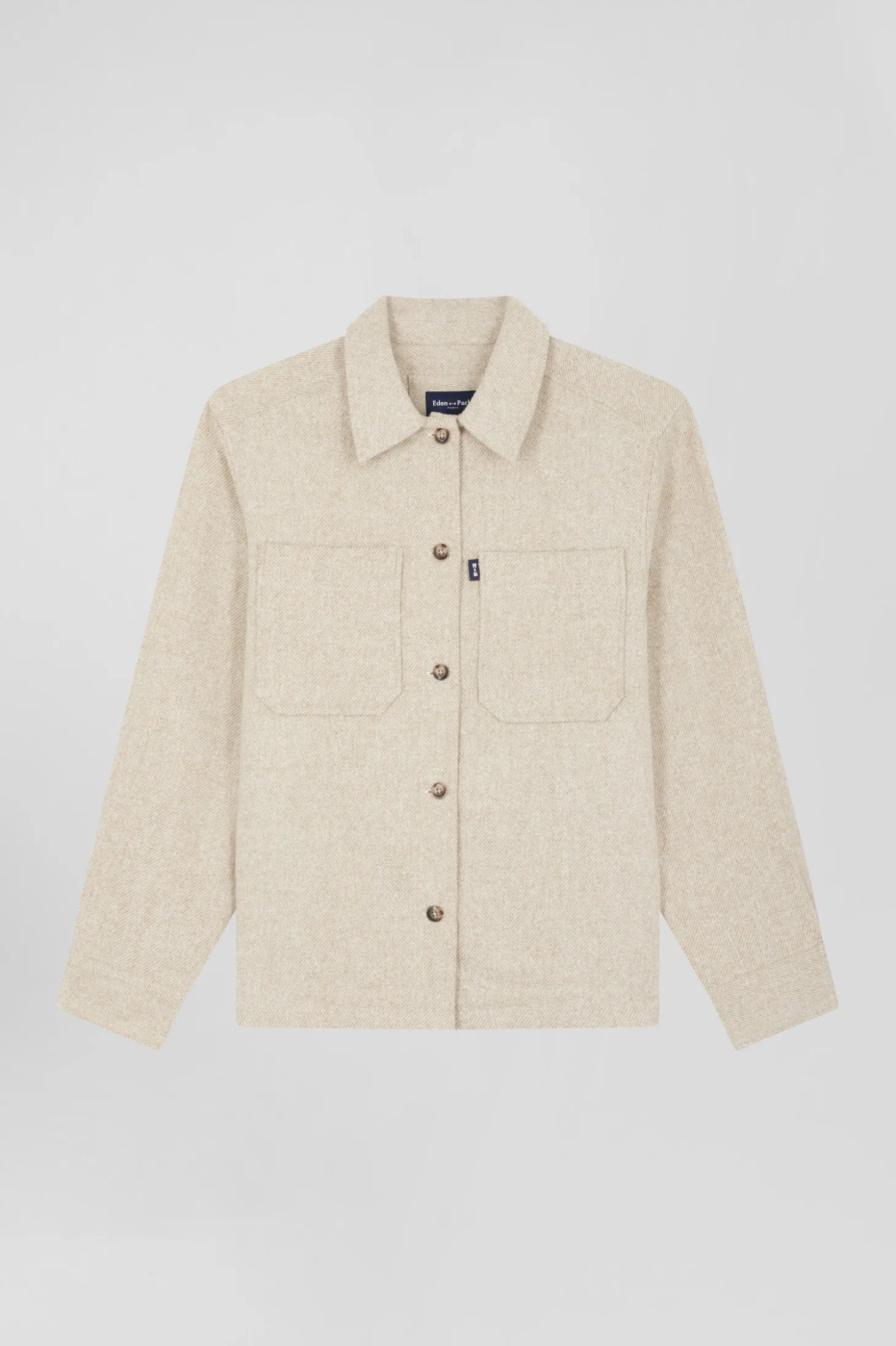 Relax beige mixed cotton overshirt with patch pockets