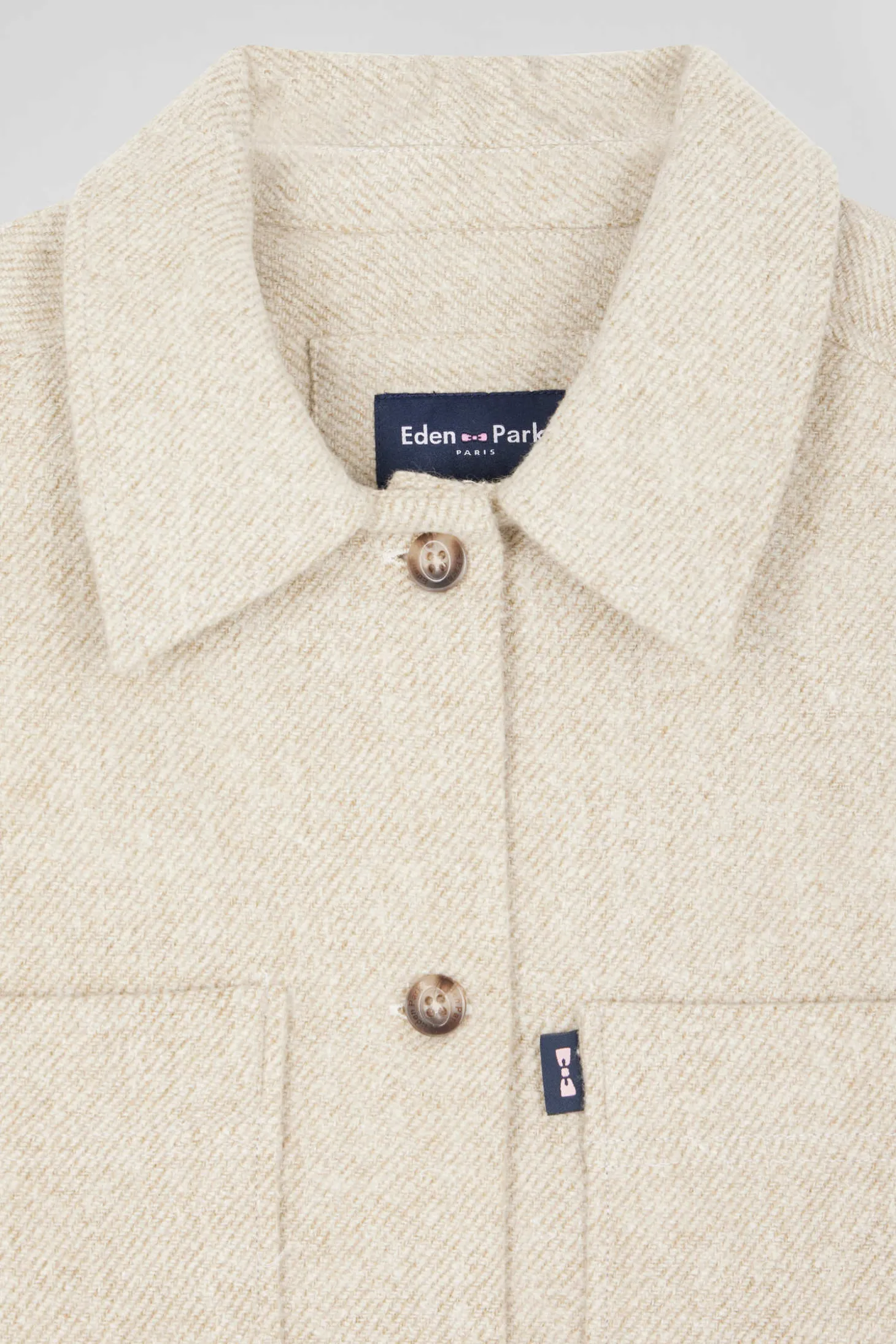 Relax beige mixed cotton overshirt with patch pockets