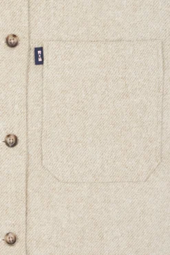 Relax beige mixed cotton overshirt with patch pockets