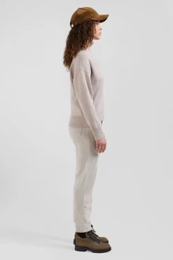 Relax beige wool and cotton V-neck jumper