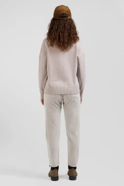 Relax beige wool and cotton V-neck jumper
