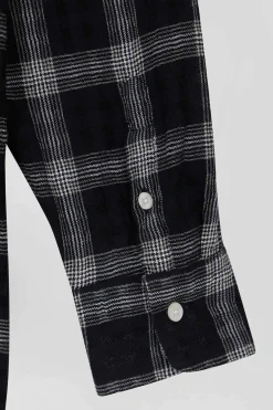 Relax black checked wool and cotton shirt