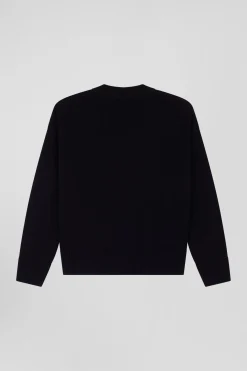 Relax black wool and cotton V-neck jumper