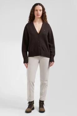 Relax brown blended wool and cotton cardigan
