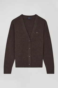 Relax brown blended wool and cotton cardigan