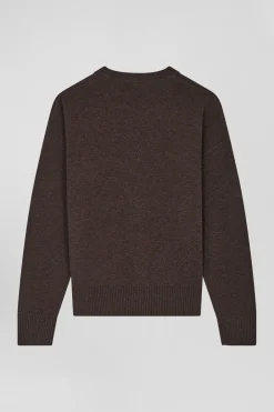 Relax brown blended wool and cotton cardigan