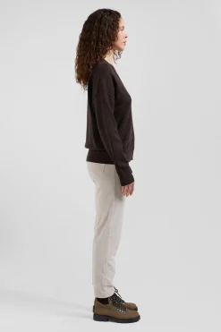 Relax brown blended wool and cotton cardigan