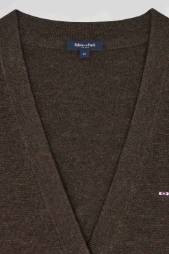 Relax brown blended wool and cotton cardigan