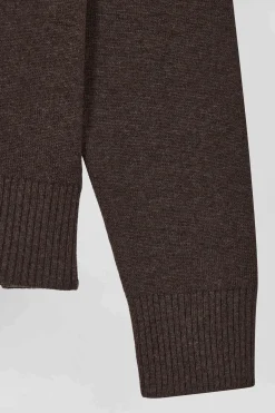 Relax brown blended wool and cotton cardigan