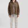 Relax brown mixed cotton overshirt with patch pockets